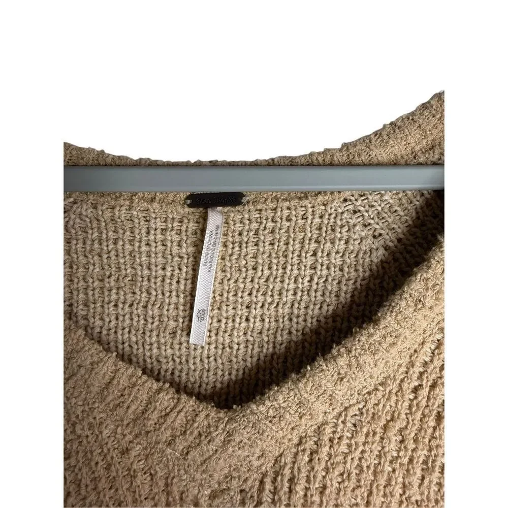 Free People‎ High-Low V-Neck Sweater in Camel Size XS